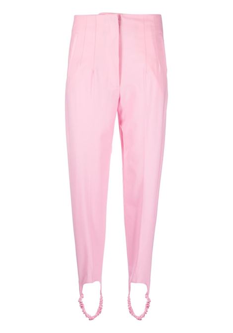 Pink high-waisted trousers - women